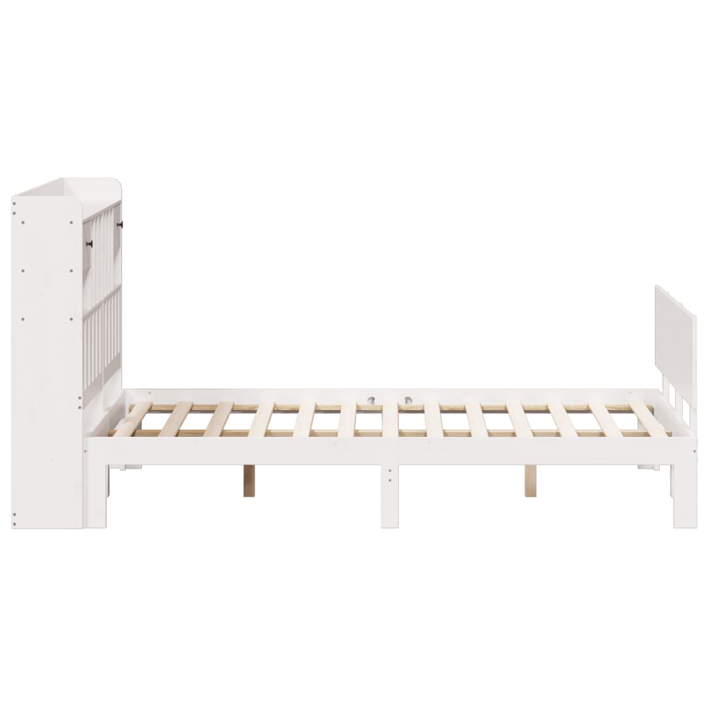 Lit bibliothèque sans matelas blanc 150x200 cm bois pin massif - XIOS