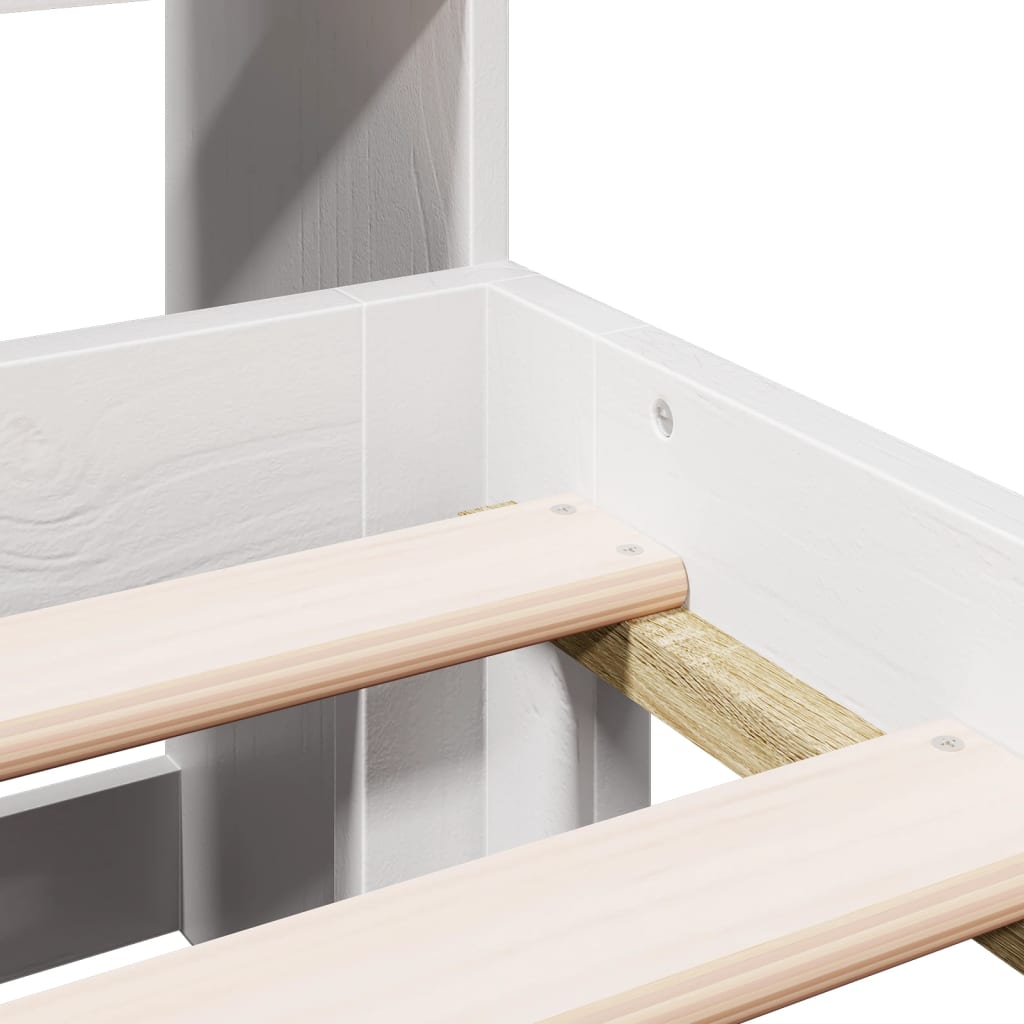 Lit bibliothèque sans matelas blanc 160x200 cm bois pin massif