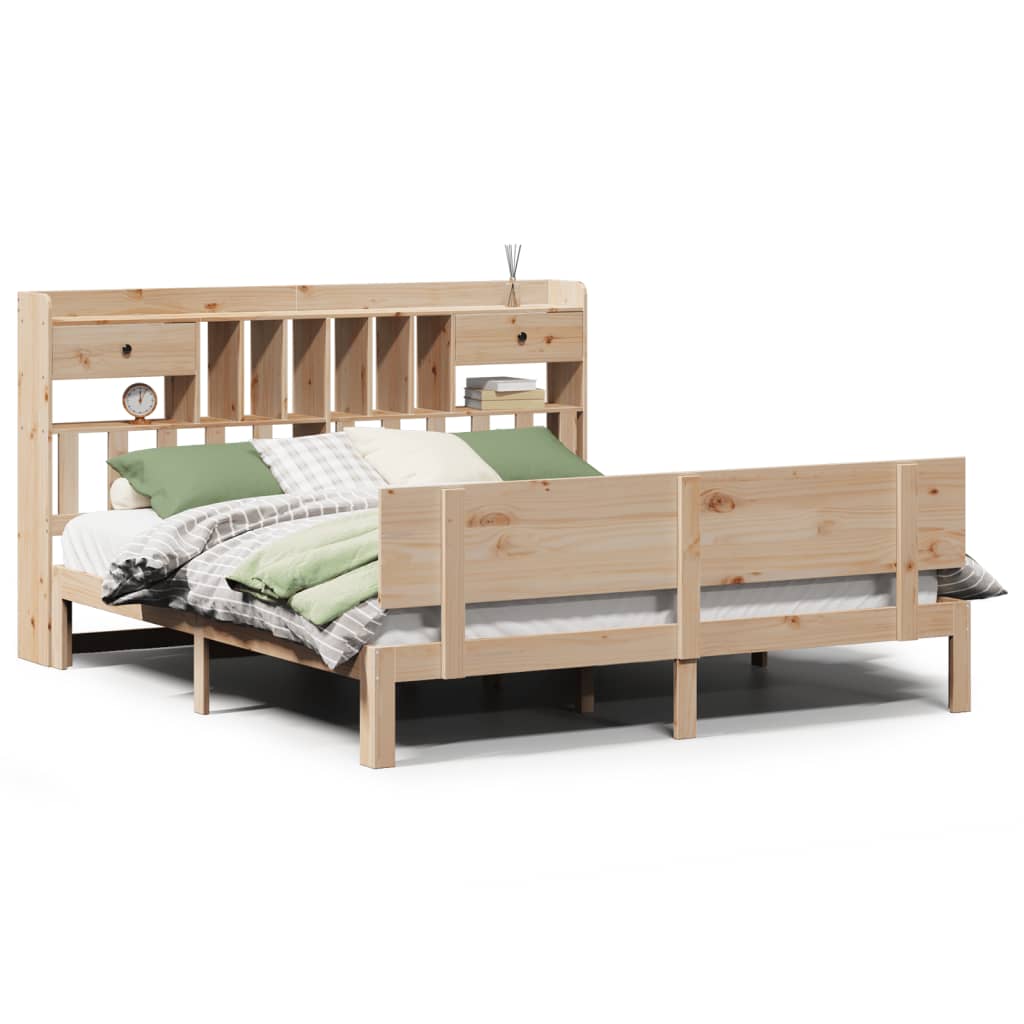 Lit bibliothèque sans matelas 180x200 cm bois massif de pin - XIOS