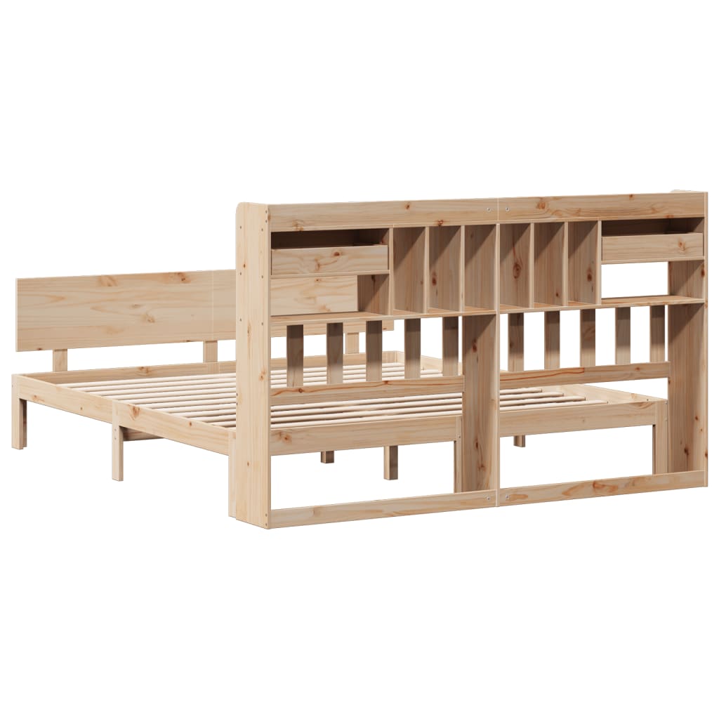 Lit bibliothèque sans matelas 180x200 cm bois massif de pin - XIOS