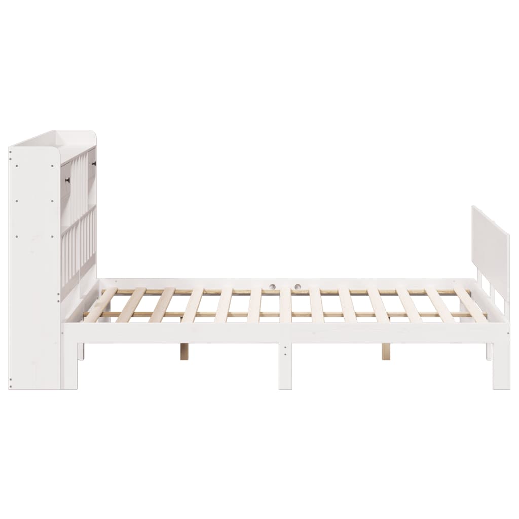 Lit bibliothèque sans matelas blanc 180x200 cm bois pin massif - XIOS