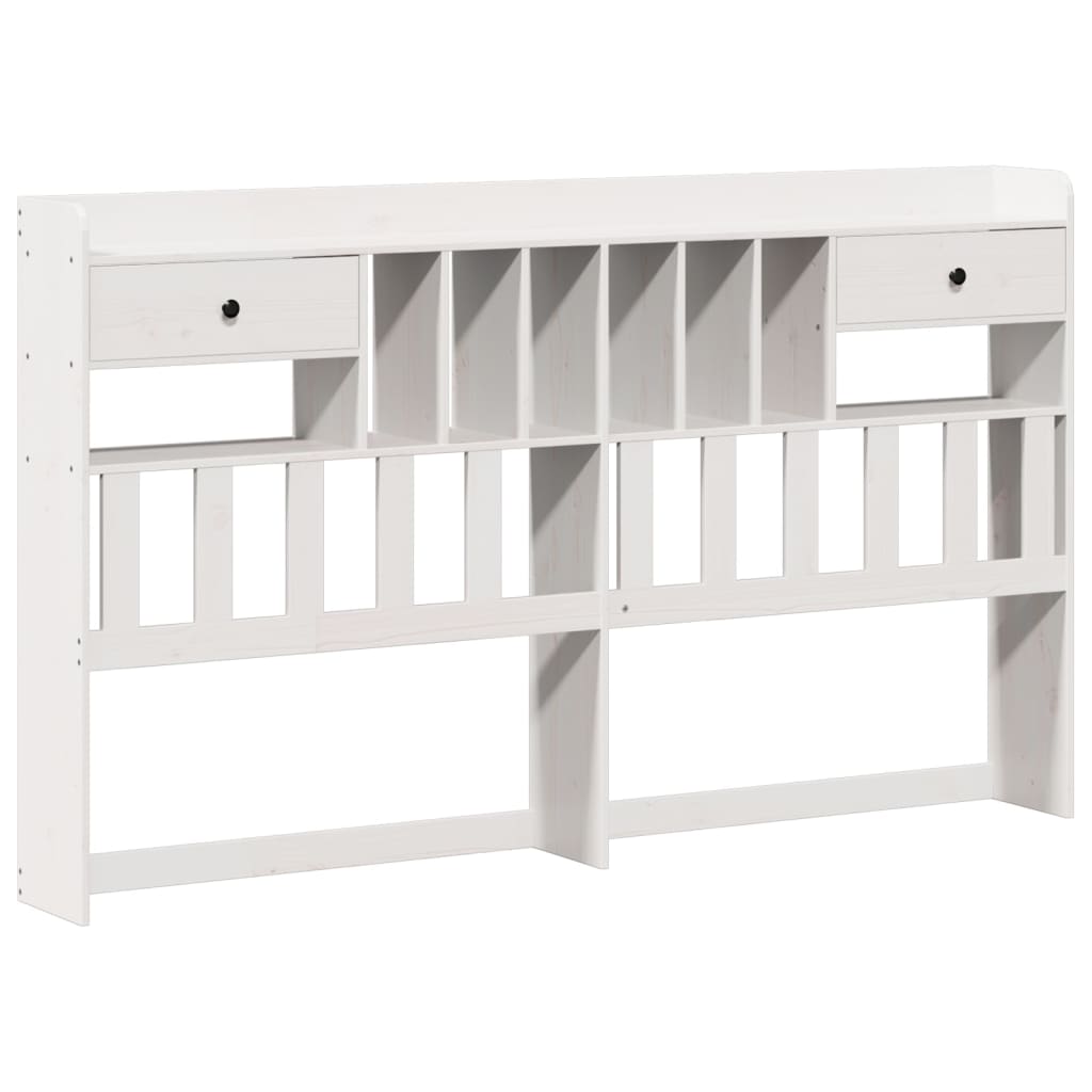 Lit bibliothèque sans matelas blanc 180x200 cm bois pin massif - XIOS