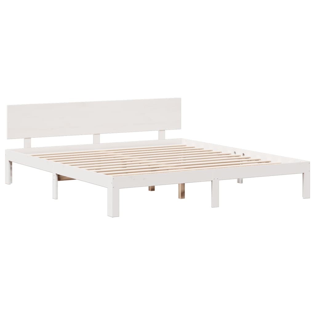 Lit bibliothèque sans matelas blanc 180x200 cm bois pin massif - XIOS