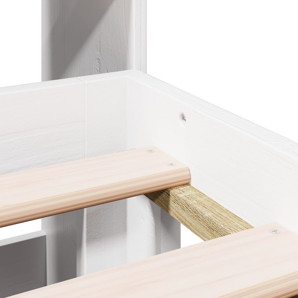 Lit bibliothèque sans matelas blanc 180x200 cm bois pin massif - XIOS