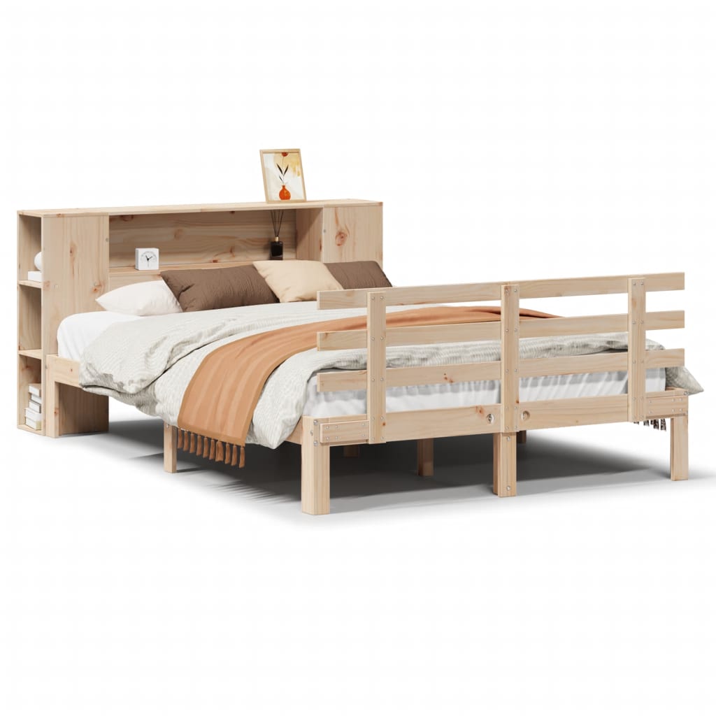 Lit bibliothèque sans matelas 135x190 cm bois de pin massif - XIOS