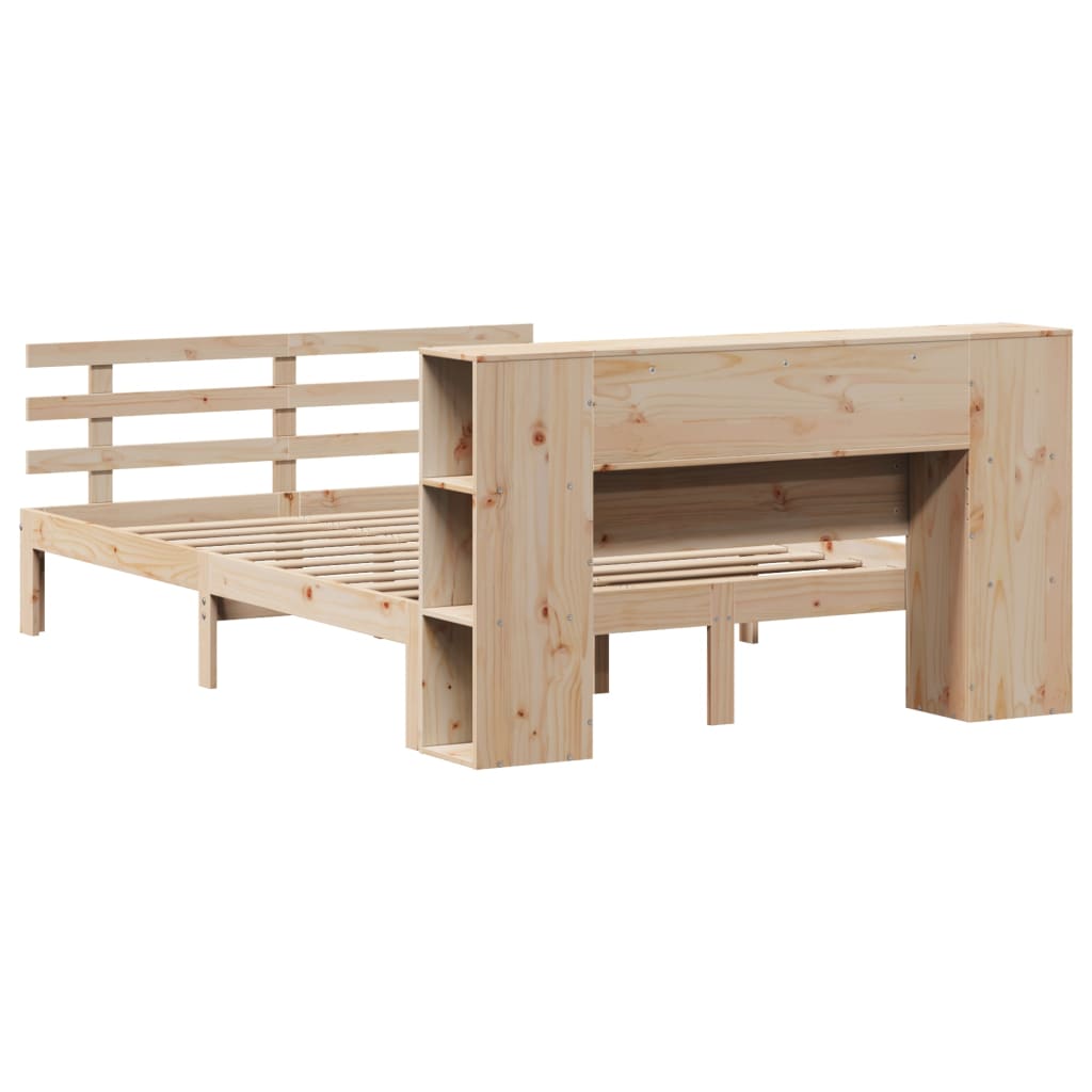 Lit bibliothèque sans matelas 135x190 cm bois de pin massif - XIOS