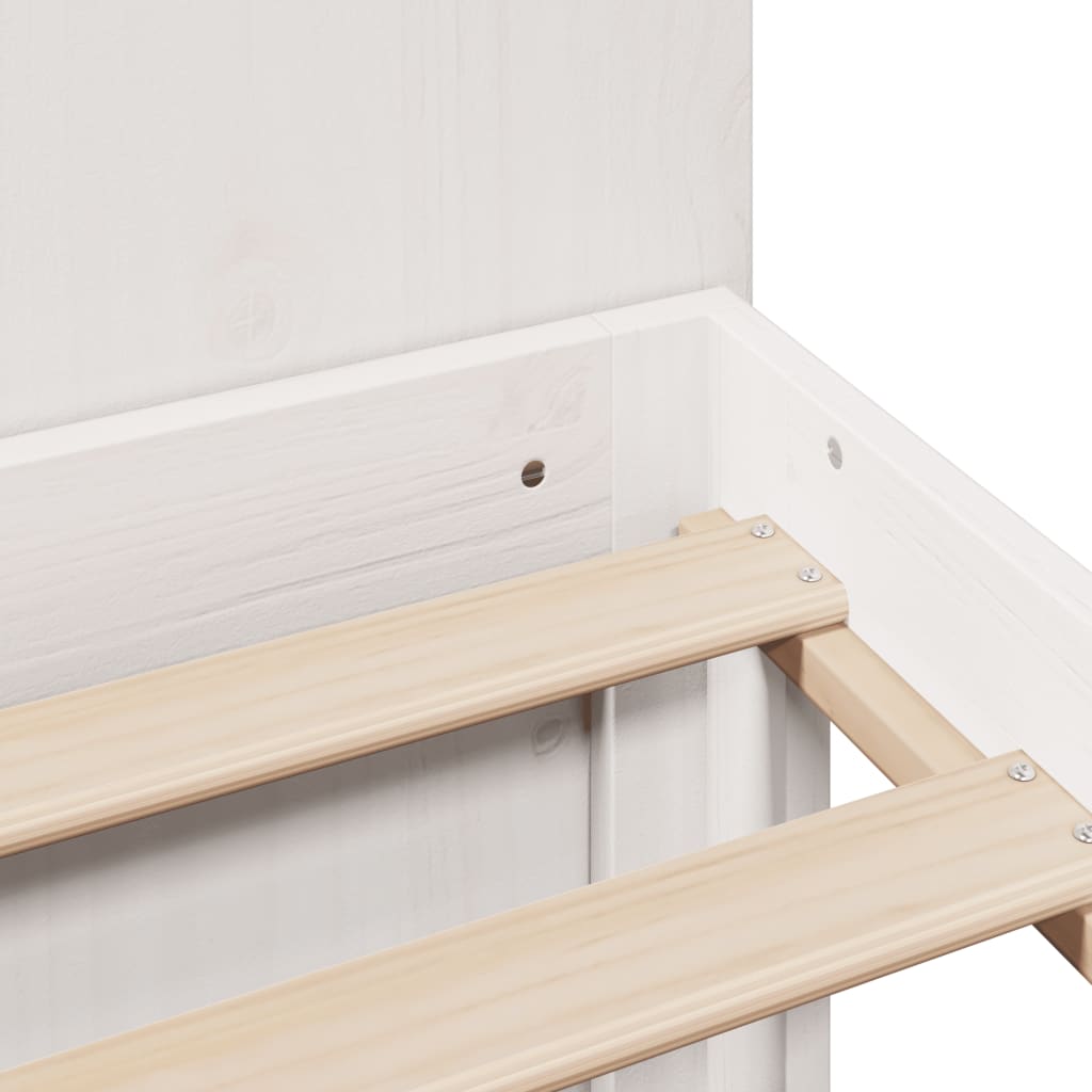 Lit bibliothèque sans matelas blanc 140x200 cm bois pin massif - XIOS