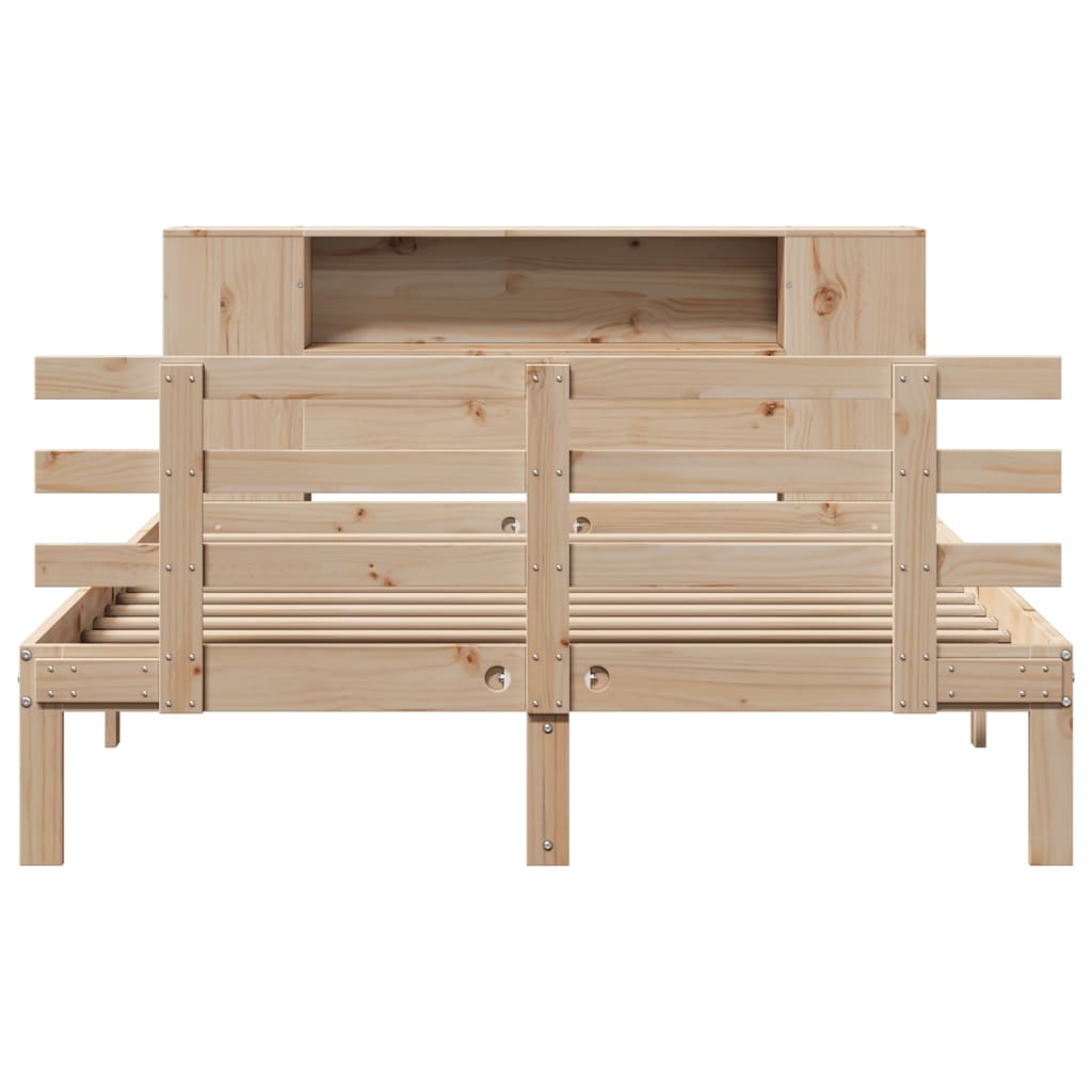 Lit bibliothèque sans matelas 160x200 cm bois massif de pin - XIOS