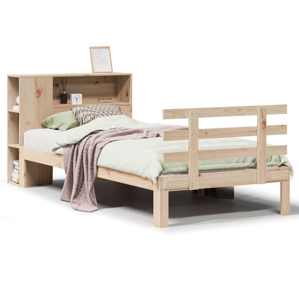 Lit bibliothèque sans matelas 75x190 cm bois de pin massif - XIOS