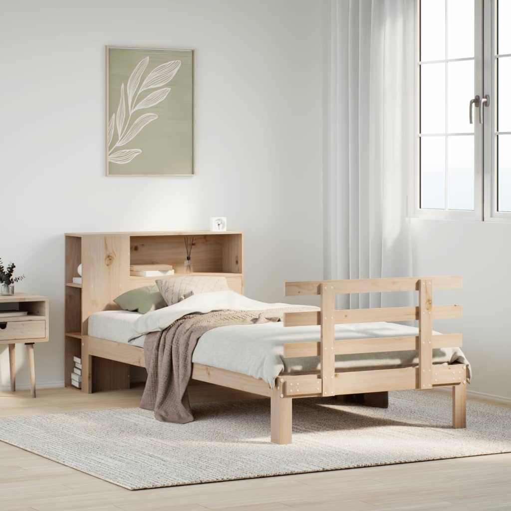 Lit bibliothèque sans matelas 75x190 cm bois de pin massif - XIOS