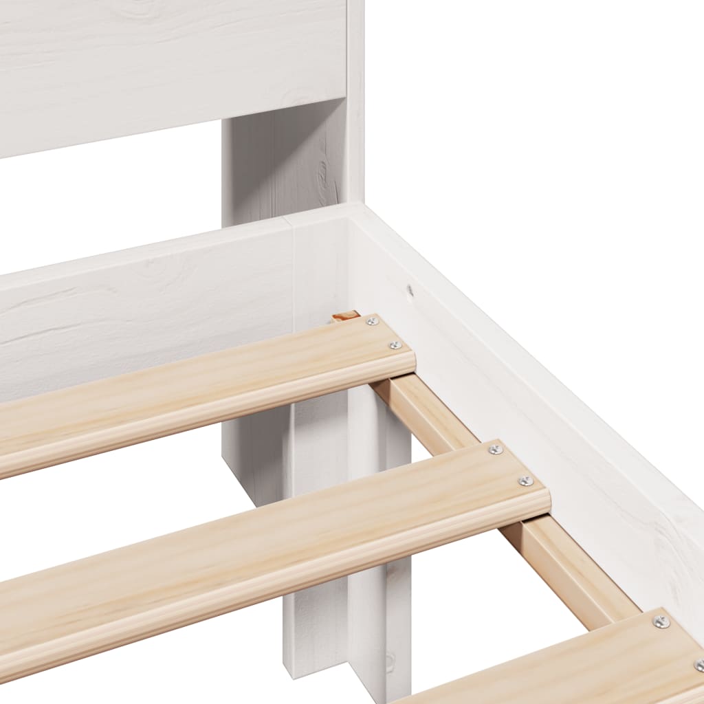 Lit bibliothèque sans matelas blanc 75x190cm bois de pin massif - XIOS