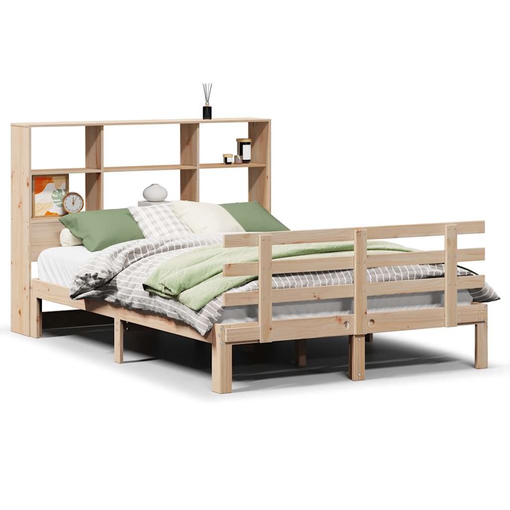 Lit bibliothèque sans matelas 120x190 cm bois de pin massif - XIOS