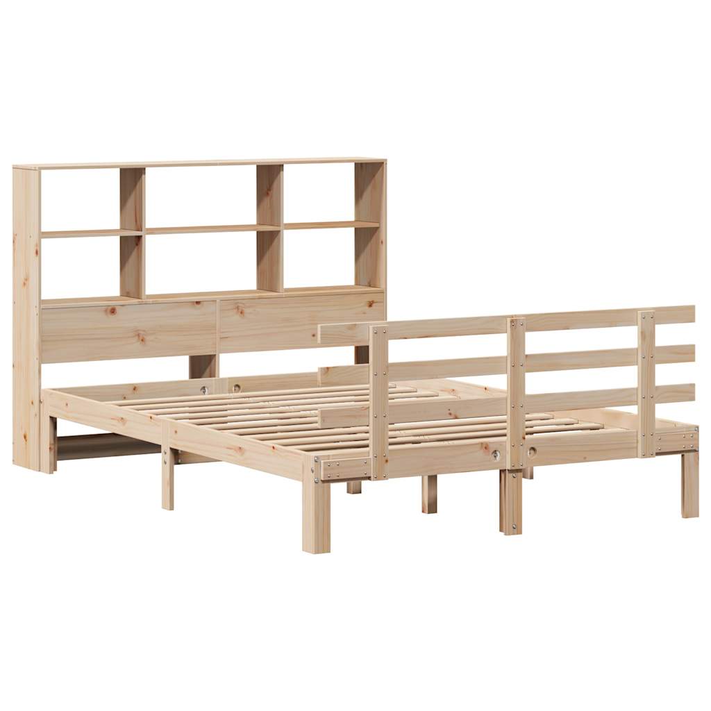 Lit bibliothèque sans matelas 120x190 cm bois de pin massif - XIOS