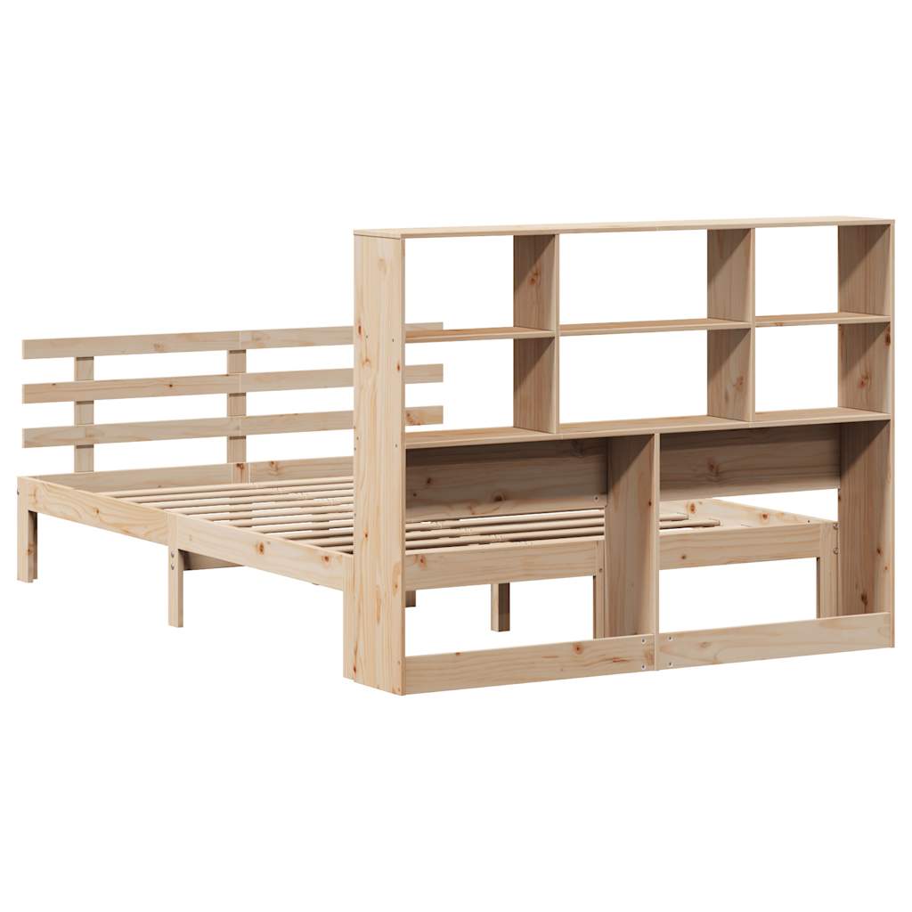Lit bibliothèque sans matelas 120x190 cm bois de pin massif - XIOS