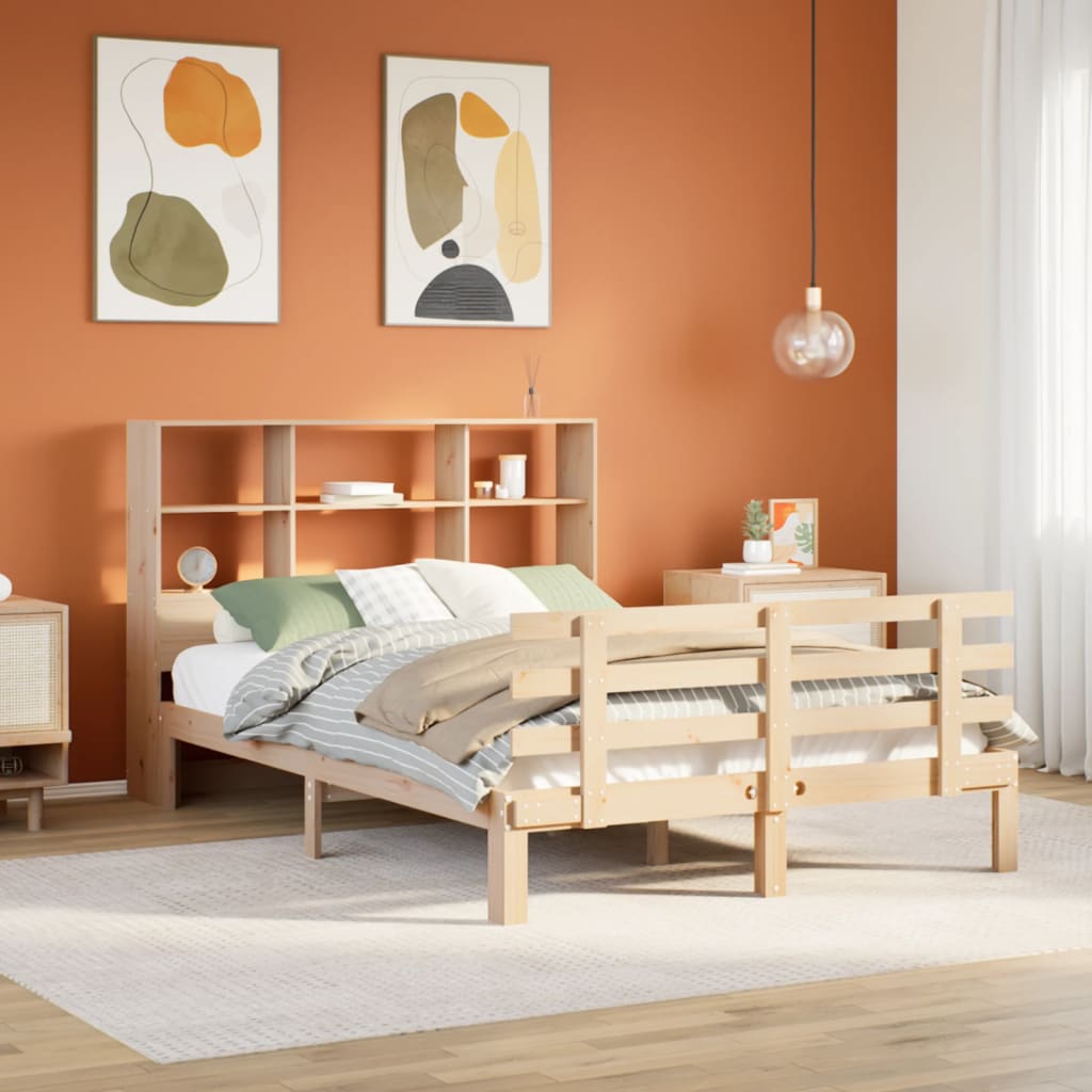 Lit bibliothèque sans matelas 120x190 cm bois de pin massif - XIOS