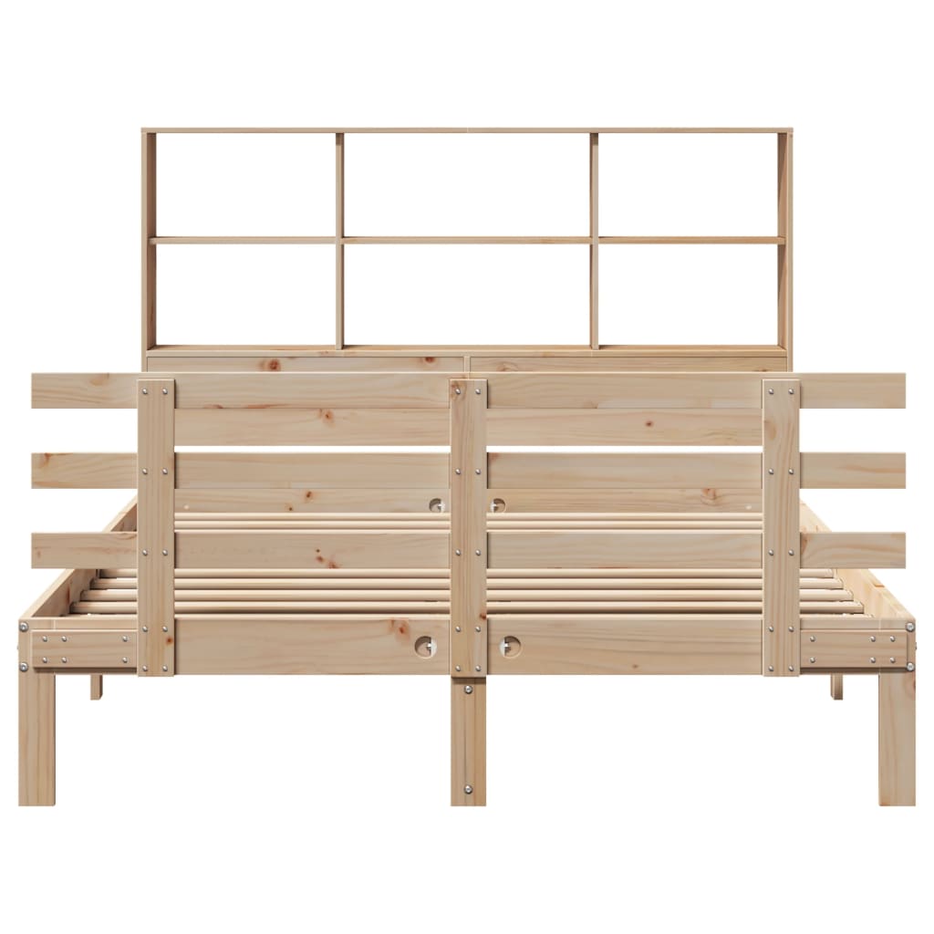 Lit bibliothèque sans matelas 120x200 cm bois de pin massif - XIOS