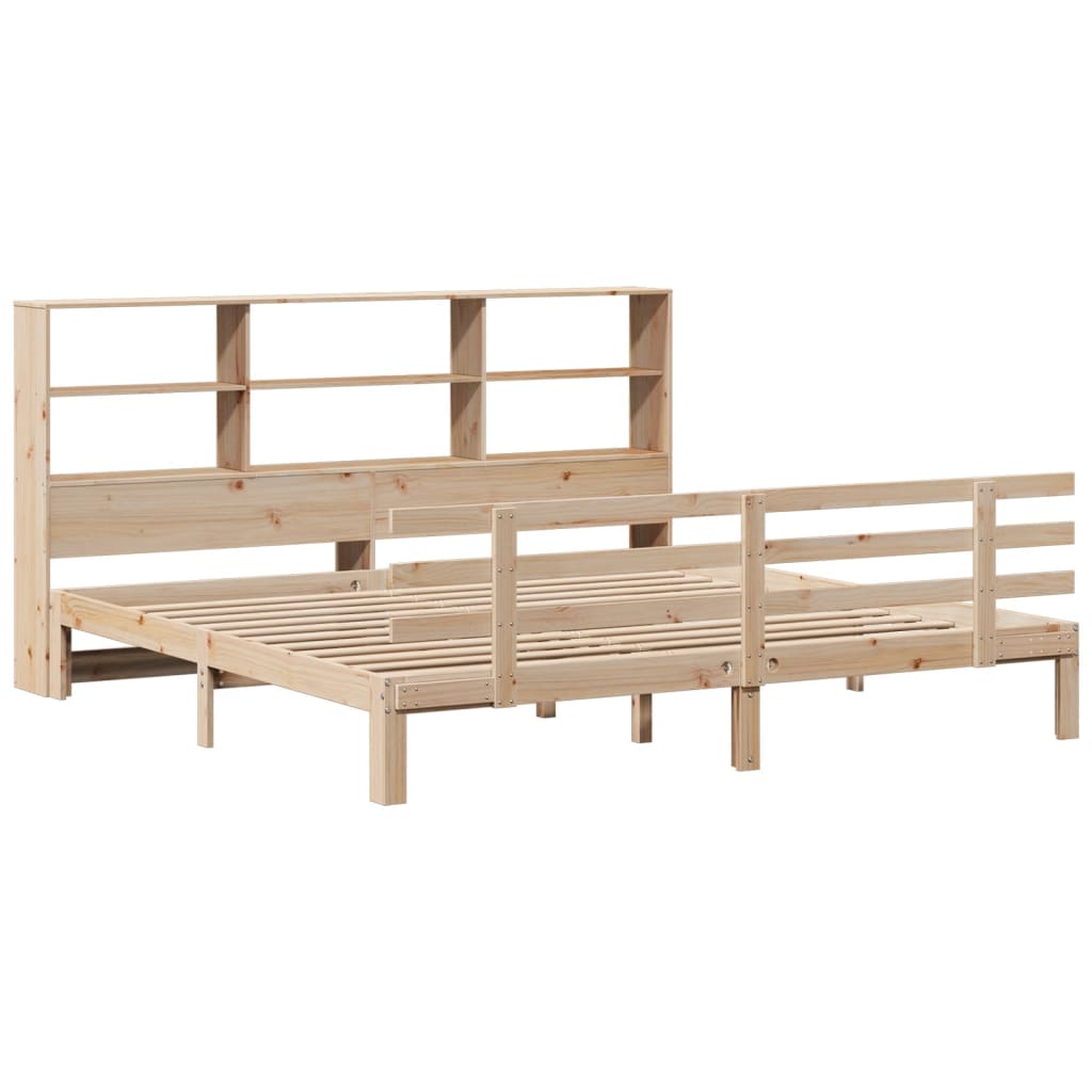 Lit bibliothèque sans matelas 180x200 cm bois massif de pin - XIOS
