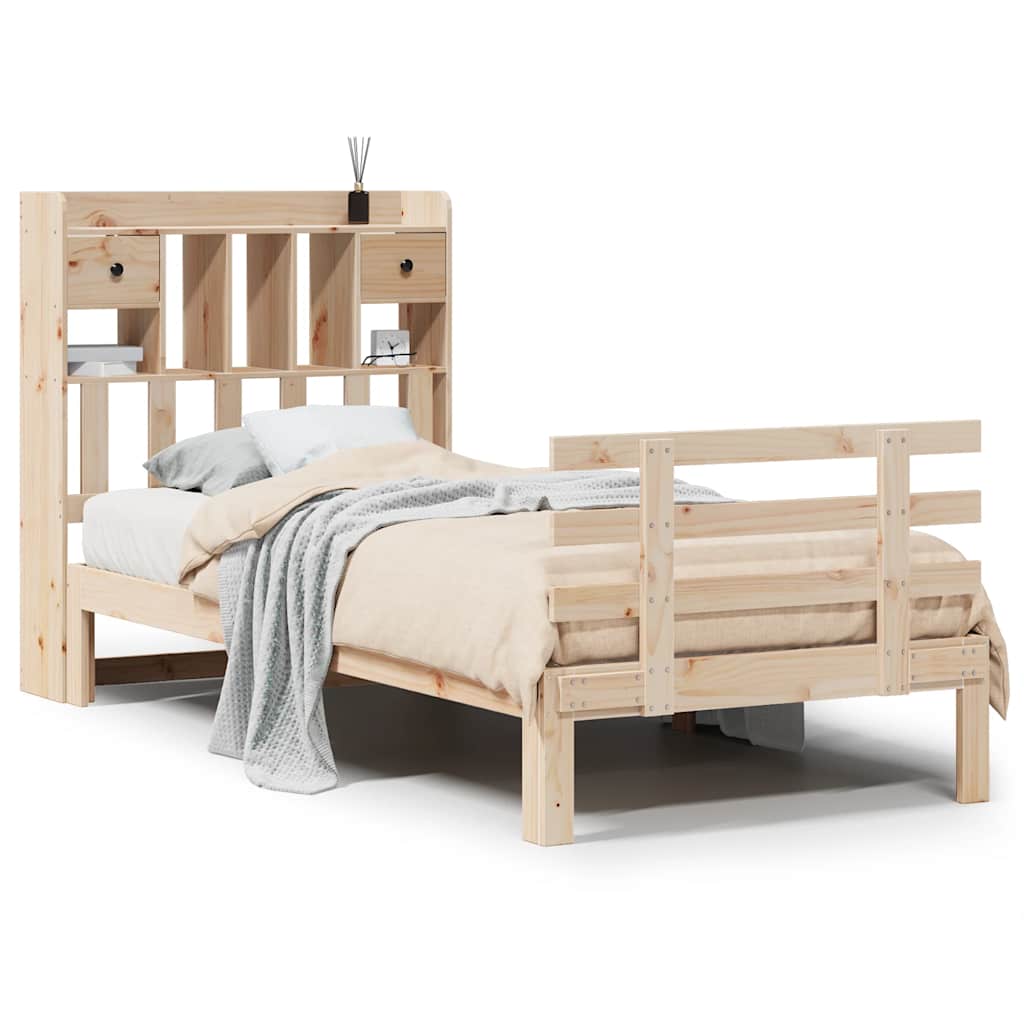 Lit bibliothèque sans matelas 75x190 cm bois de pin massif - XIOS