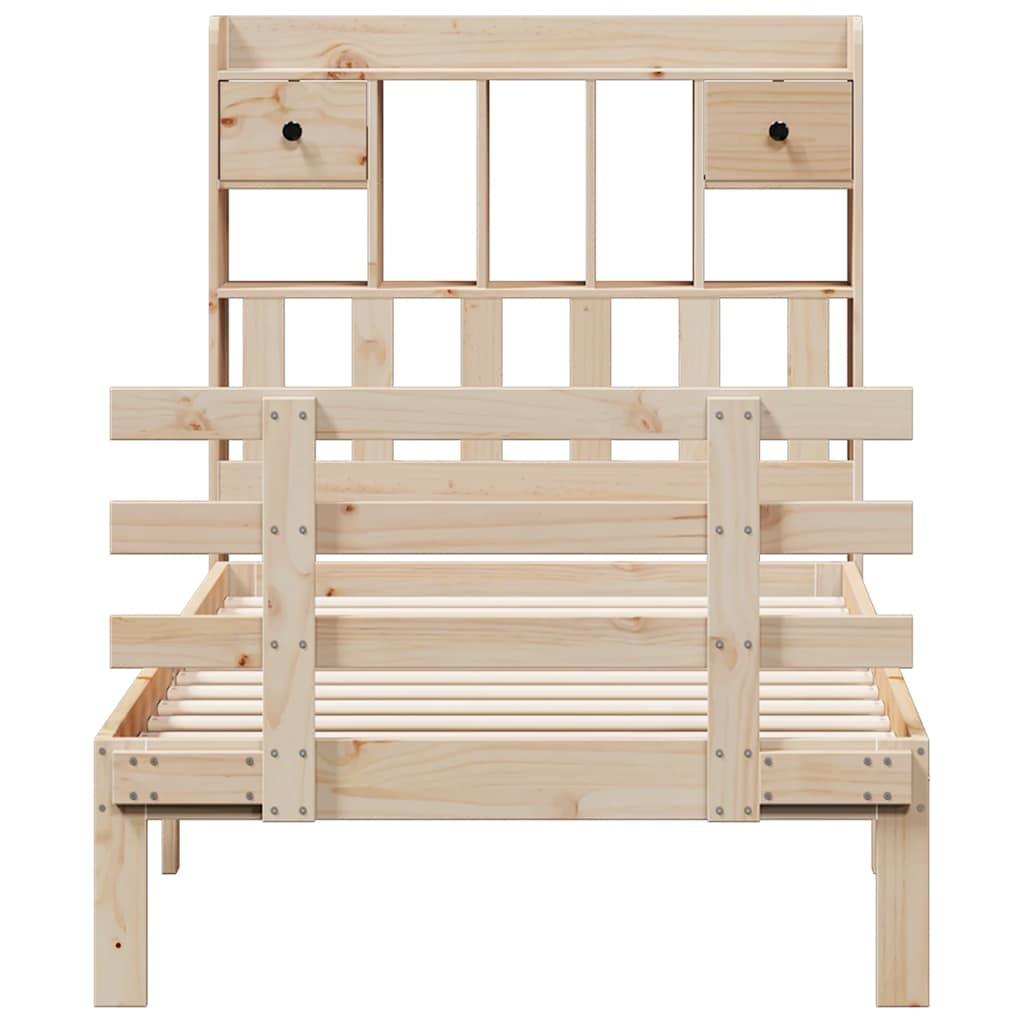 Lit bibliothèque sans matelas 75x190 cm bois de pin massif - XIOS