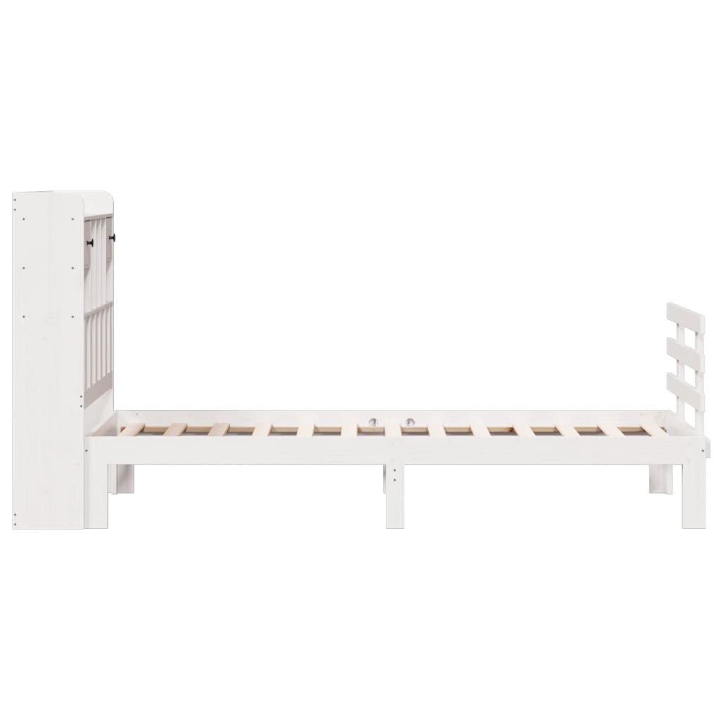Lit bibliothèque sans matelas blanc 75x190cm bois de pin massif - XIOS