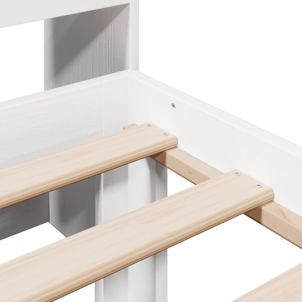 Lit bibliothèque sans matelas blanc 75x190cm bois de pin massif - XIOS