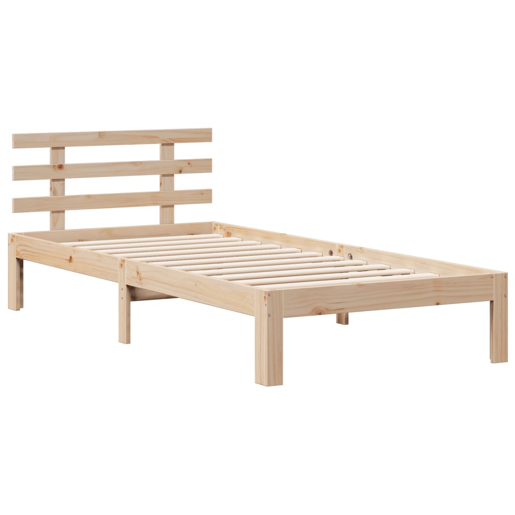 Lit bibliothèque sans matelas 90x200 cm bois de pin massif - XIOS