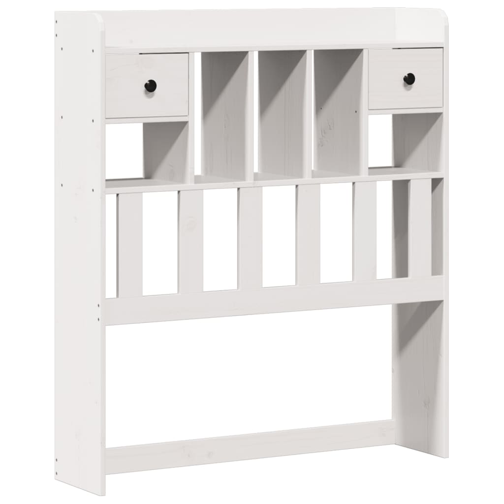 Lit bibliothèque sans matelas blanc 90x200cm bois de pin massif - XIOS