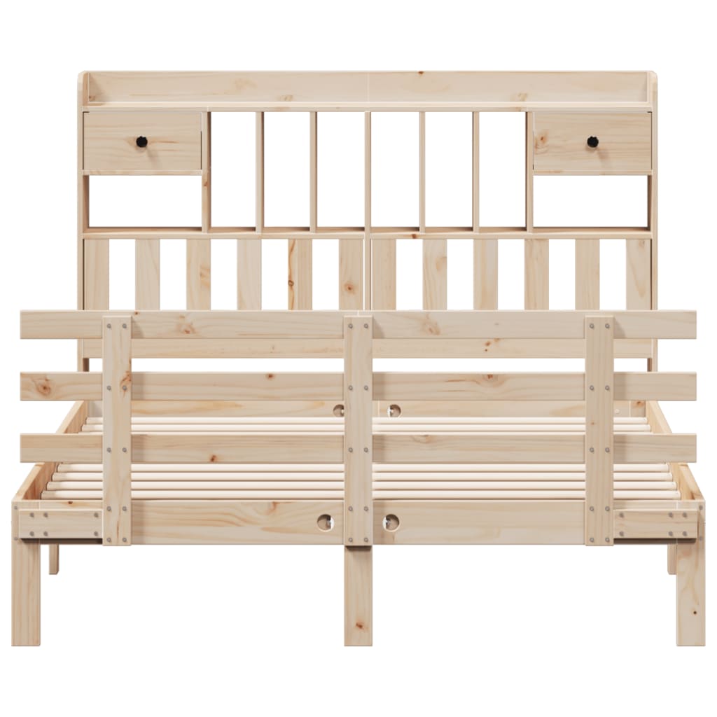 Lit bibliothèque sans matelas 140x200 cm bois massif de pin - XIOS