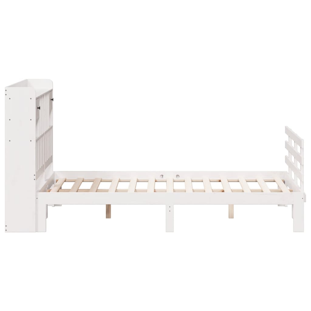 Lit bibliothèque sans matelas blanc 140x200 cm bois pin massif - XIOS