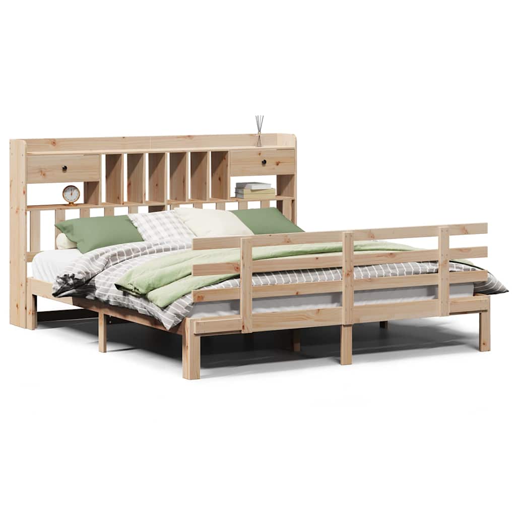 Lit bibliothèque sans matelas 180x200 cm bois massif de pin - XIOS