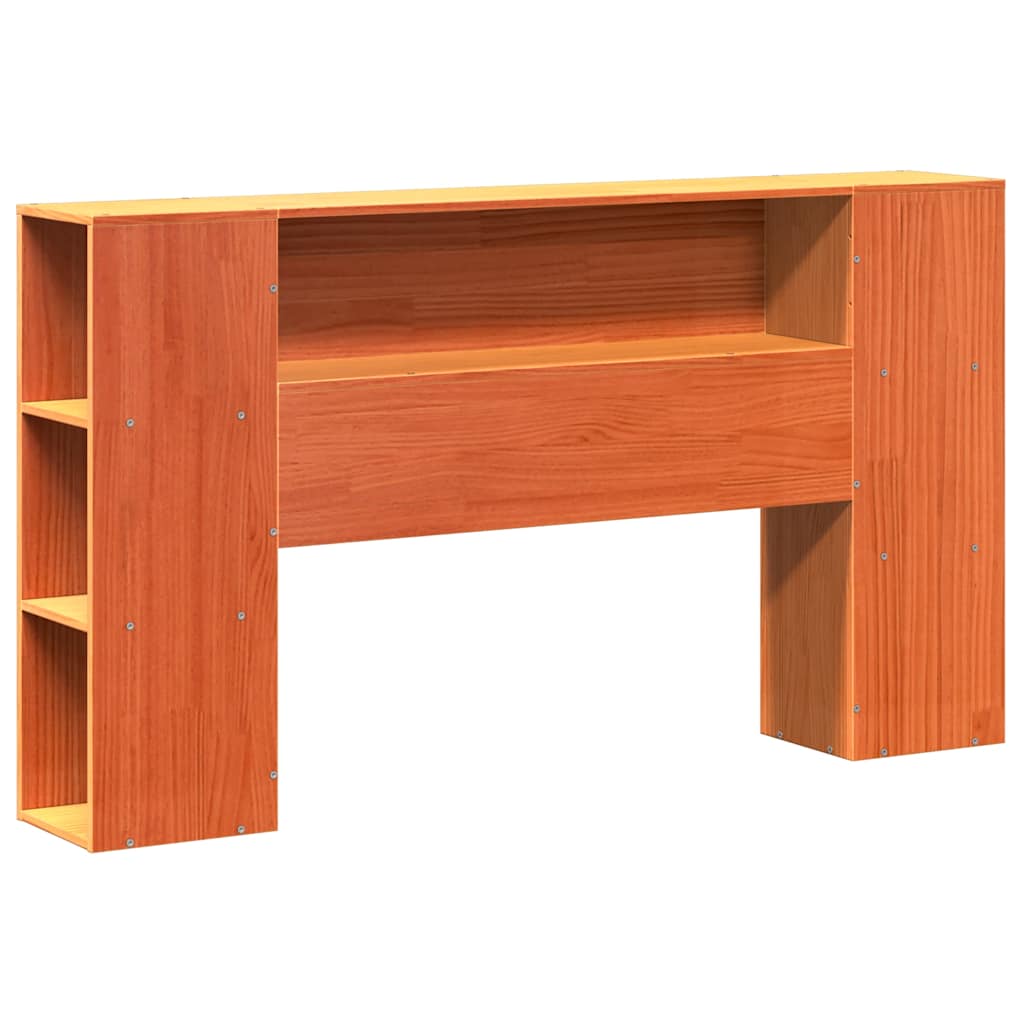 Lit bibliothèque sans matelas cire marron 140x190 cm pin massif - XIOS
