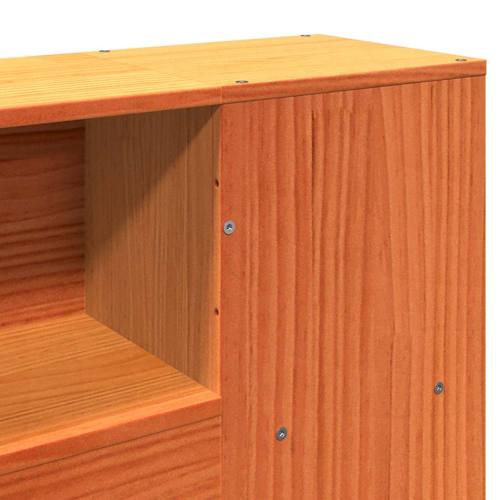 Lit bibliothèque sans matelas cire marron 140x190 cm pin massif - XIOS