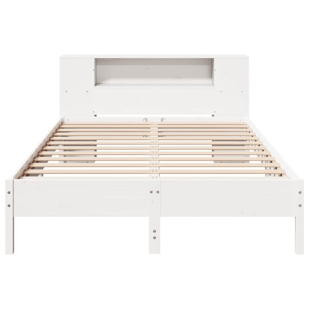 Lit bibliothèque sans matelas blanc 120x190 cm bois pin massif - XIOS