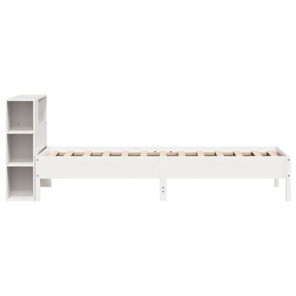 Lit bibliothèque sans matelas blanc 75x190cm bois de pin massif - XIOS