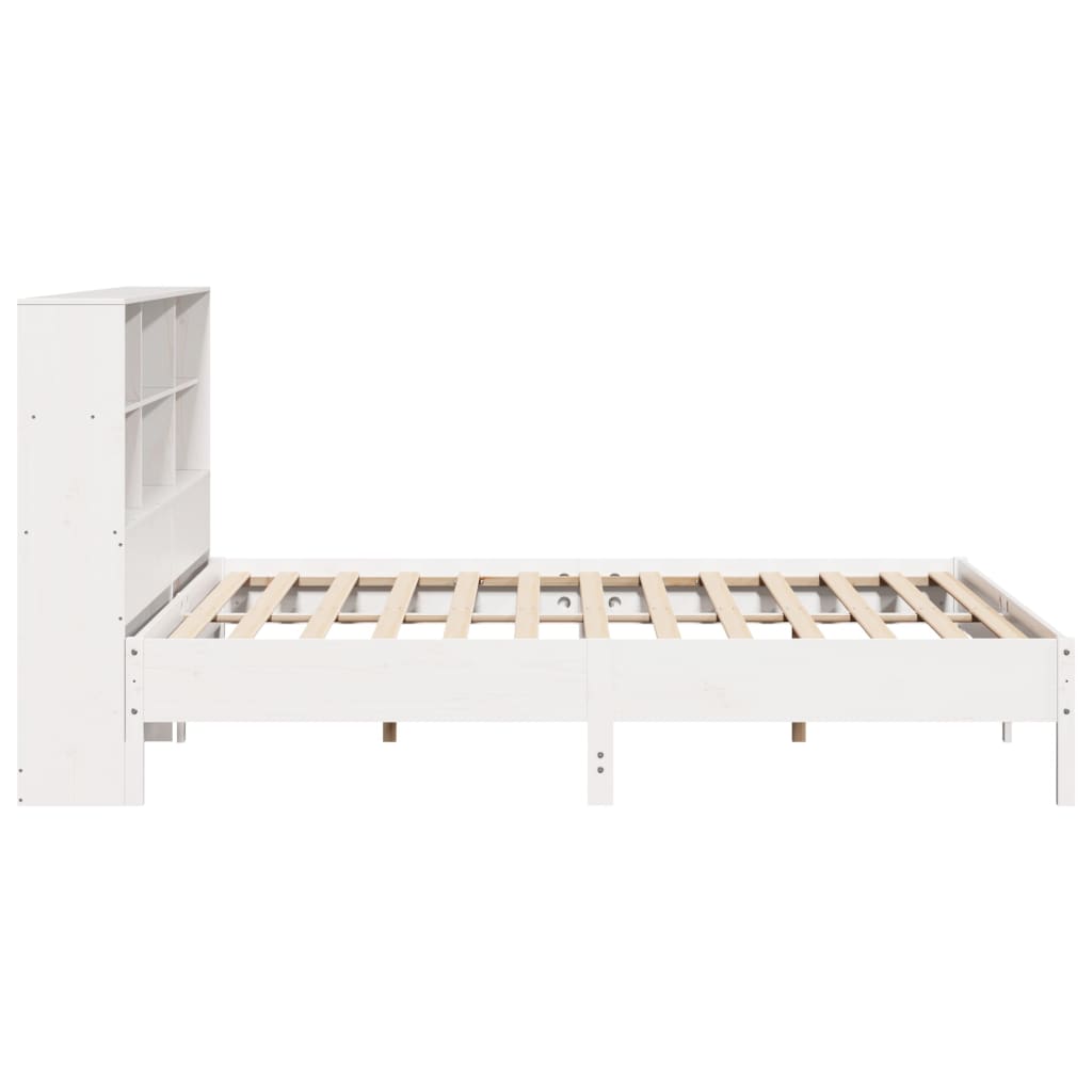 Lit bibliothèque sans matelas blanc 180x200 cm bois pin massif - XIOS