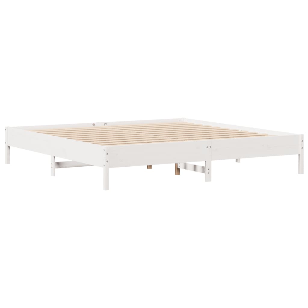 Lit bibliothèque sans matelas blanc 180x200 cm bois pin massif - XIOS