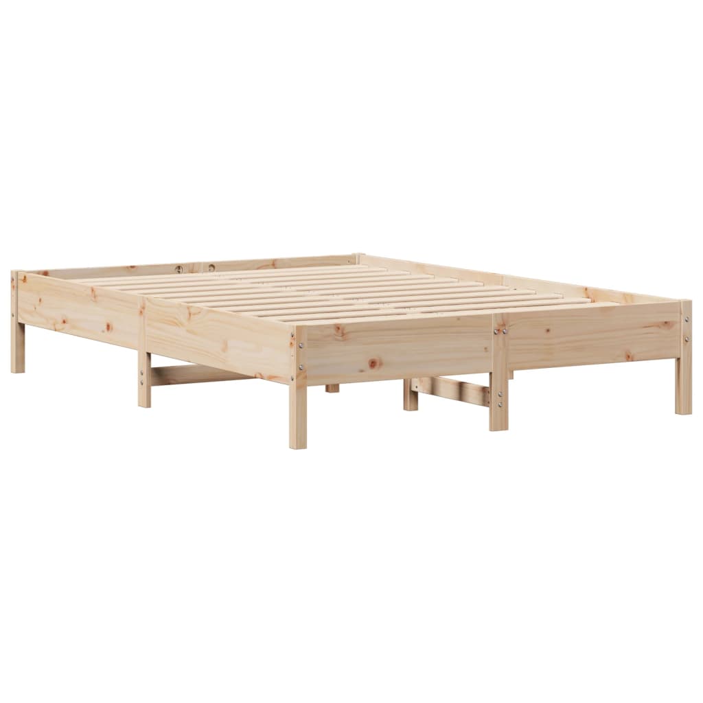 Lit bibliothèque sans matelas 140x200 cm bois massif de pin - XIOS