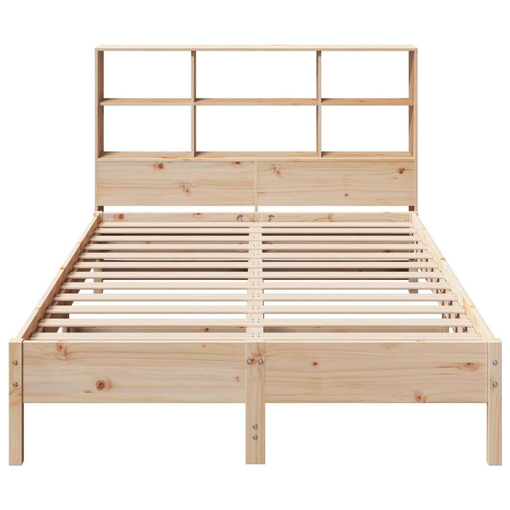 Lit bibliothèque sans matelas 140x190 cm bois de pin massif - XIOS