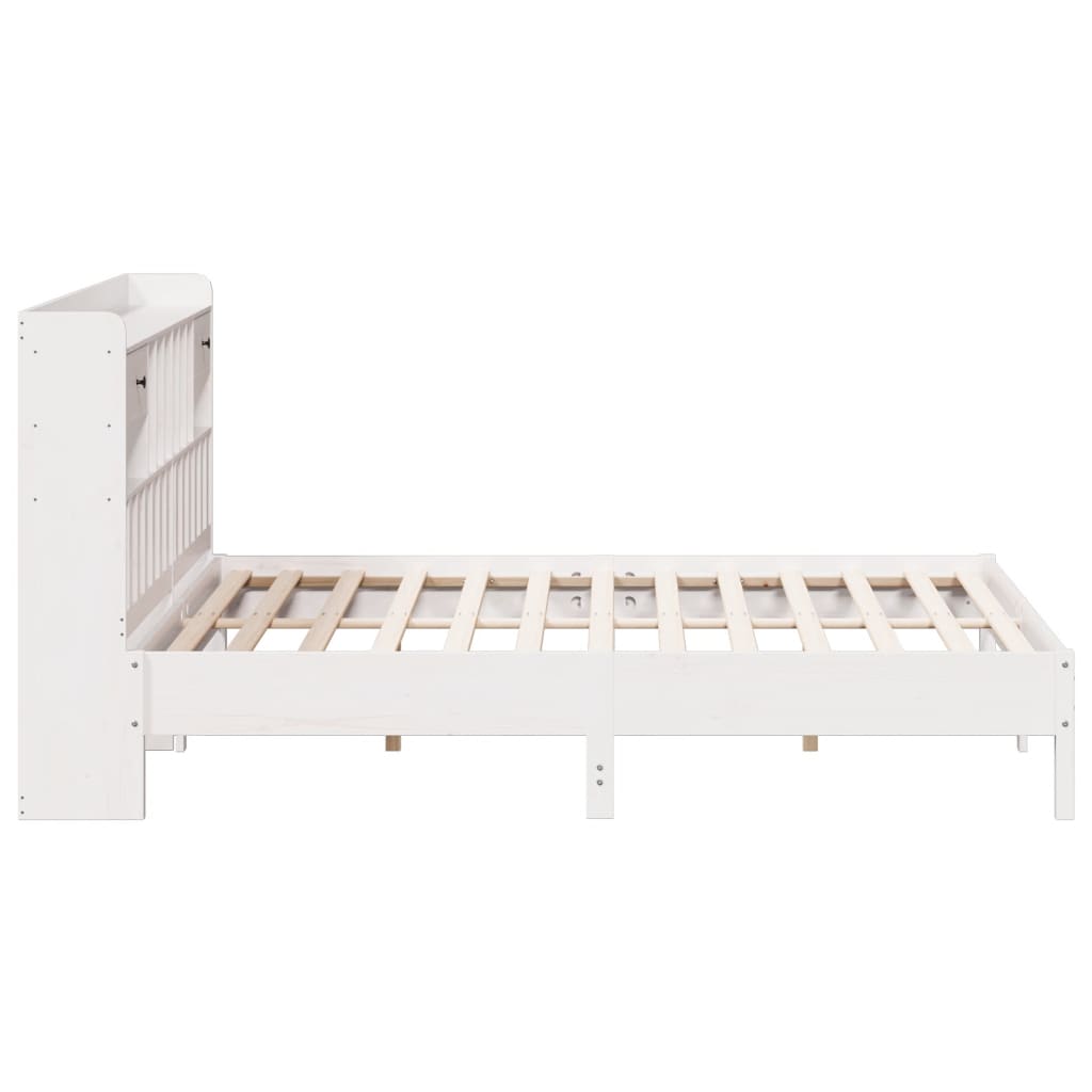 Lit bibliothèque sans matelas blanc 180x200 cm bois pin massif - XIOS