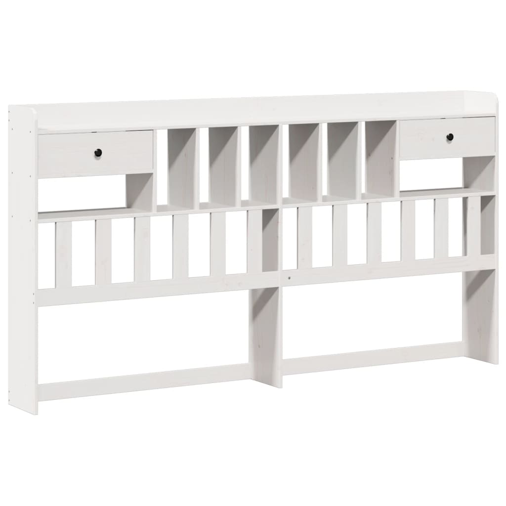 Lit bibliothèque sans matelas blanc 180x200 cm bois pin massif - XIOS