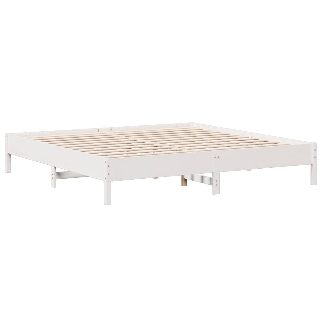 Lit bibliothèque sans matelas blanc 180x200 cm bois pin massif - XIOS