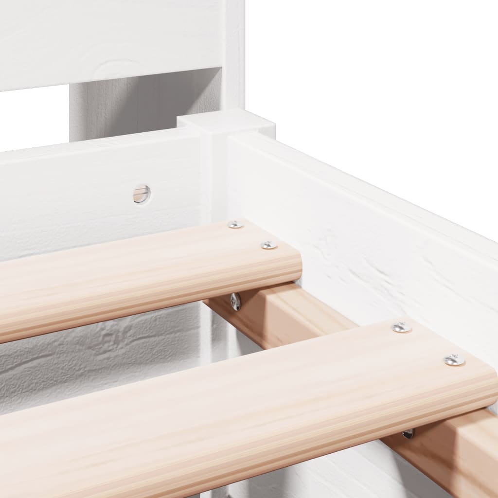 Lit bibliothèque sans matelas blanc 180x200 cm bois pin massif - XIOS