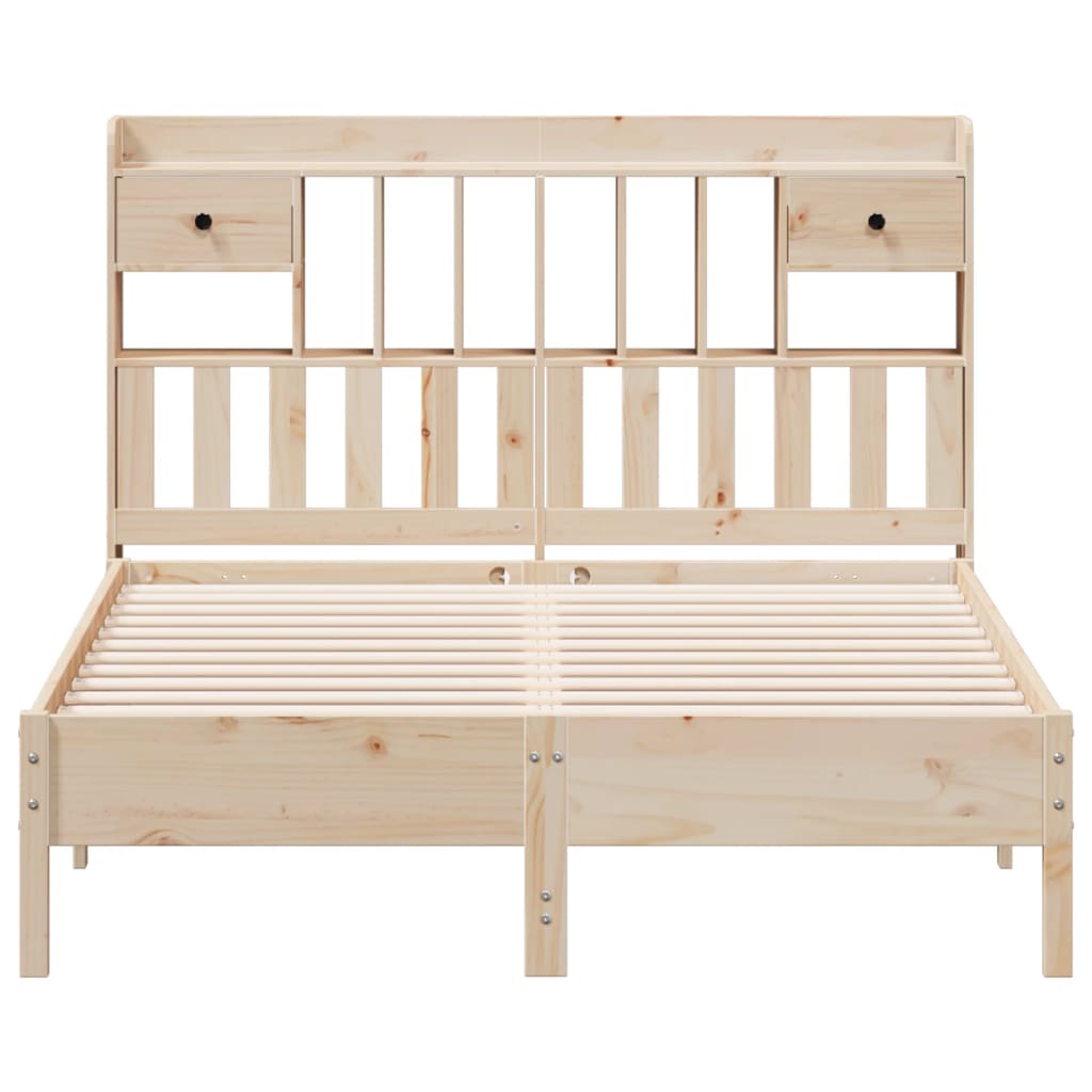 Lit bibliothèque sans matelas 140x200 cm bois massif de pin - XIOS