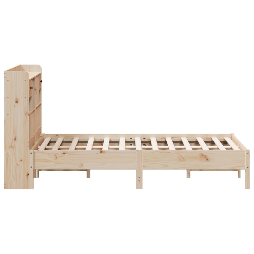 Lit bibliothèque sans matelas 140x200 cm bois massif de pin - XIOS