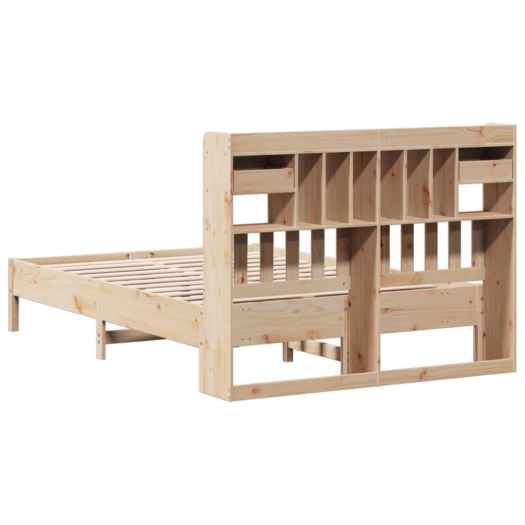 Lit bibliothèque sans matelas 140x200 cm bois massif de pin - XIOS