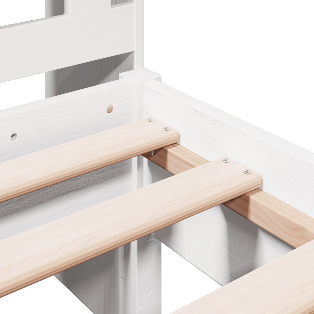 Lit bibliothèque sans matelas blanc 90x190cm bois de pin massif - XIOS