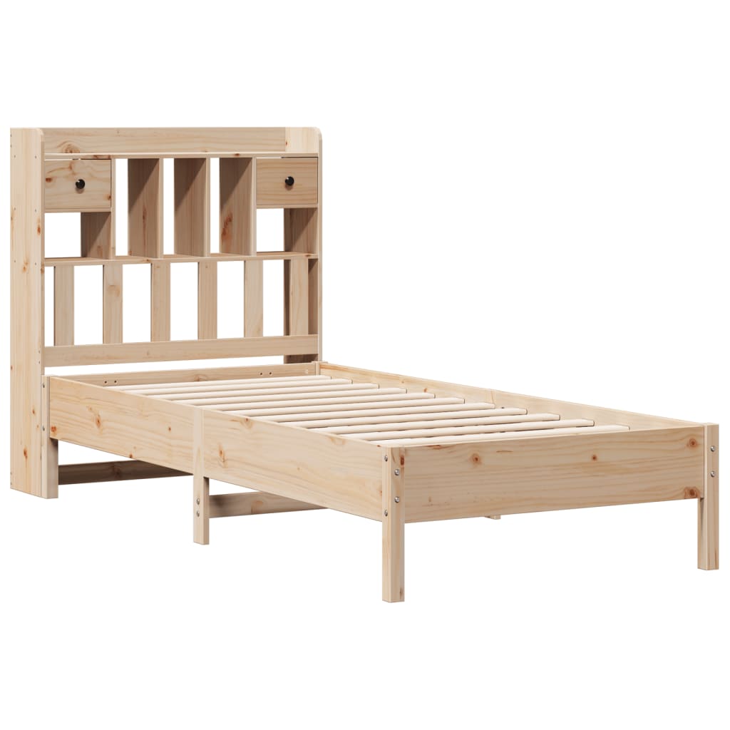 Lit bibliothèque sans matelas 75x190 cm bois de pin massif - XIOS