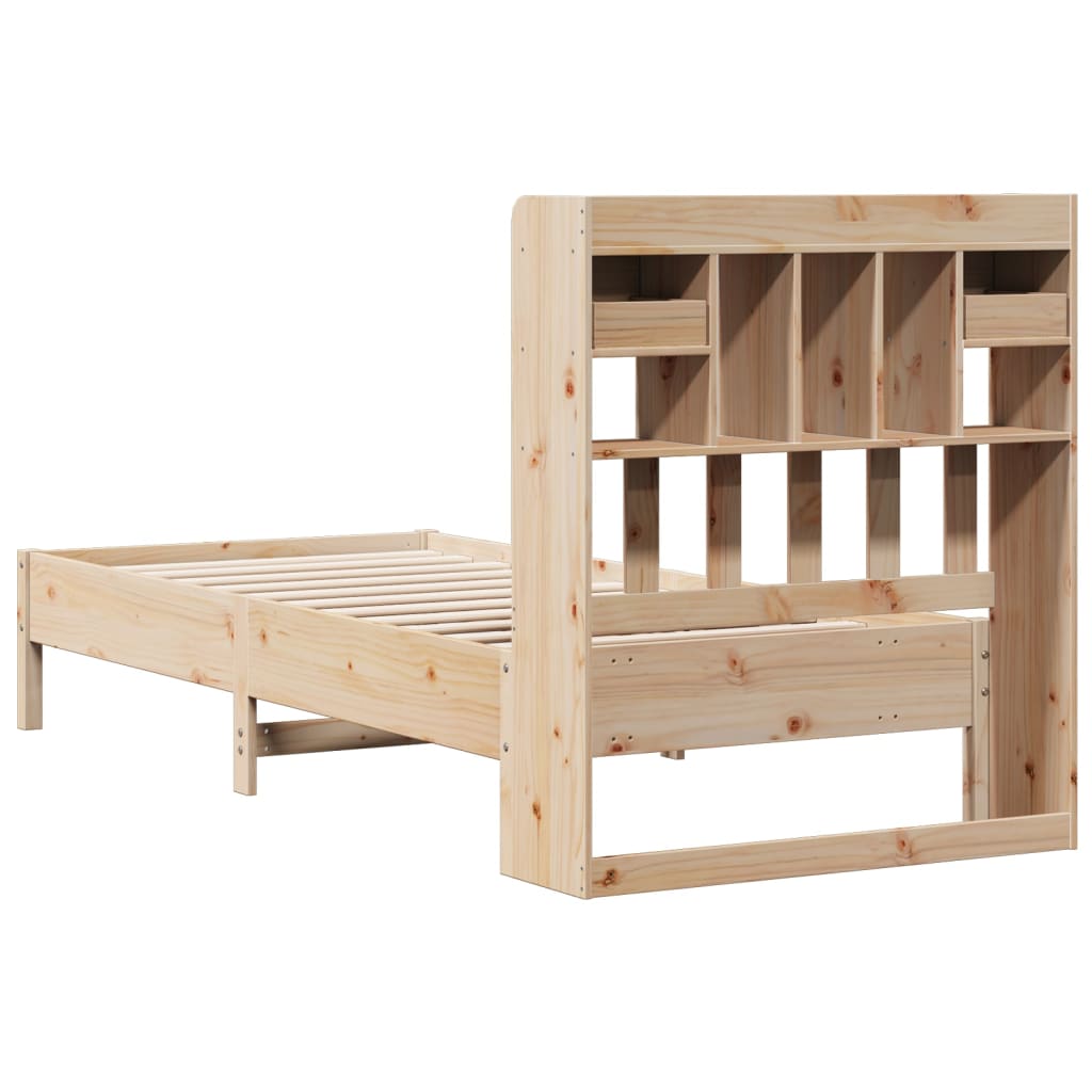 Lit bibliothèque sans matelas 75x190 cm bois de pin massif - XIOS