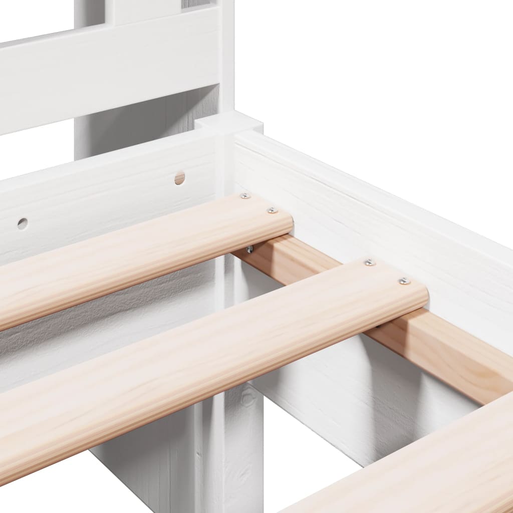 Lit bibliothèque sans matelas blanc 75x190cm bois de pin massif - XIOS