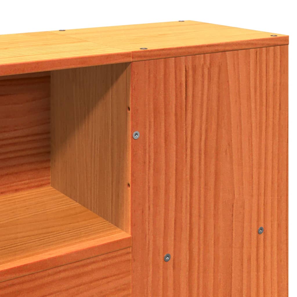 Lit bibliothèque sans matelas cire marron 180x200 cm pin massif - XIOS